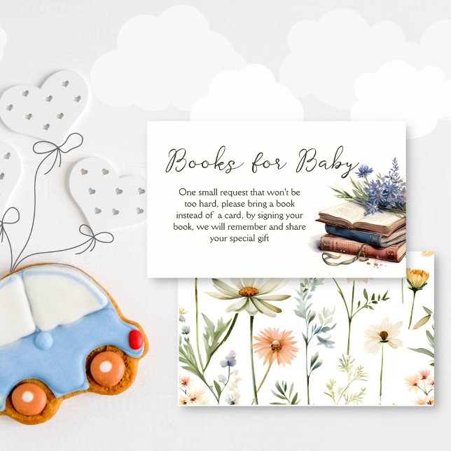 Tarjeta De Recepción Un nuevo libro de capítulo sobre la solicitud de u (A new chapter story book baby shower book request enclosure card wildflowers books for baby)