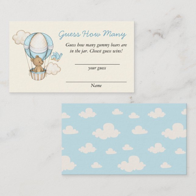 Tarjeta De Recepción Un oso lindo saluda a un pequeño adivina cuántos j (Anverso / Reverso)