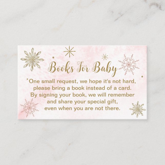 Tarjeta De Recepción Un pequeño Baby Shower rosado con copos de nieve (Anverso)