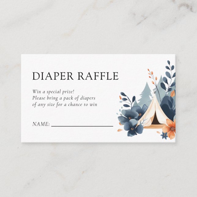 Tarjeta De Recepción Un pequeño bosque de camper Baby Shower Diaper Raf (Anverso)