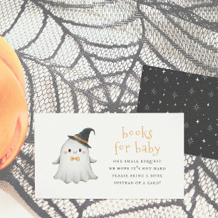 Tarjeta De Recepción Un Pequeño Bote Cuidó Los Libros De Halloween Para