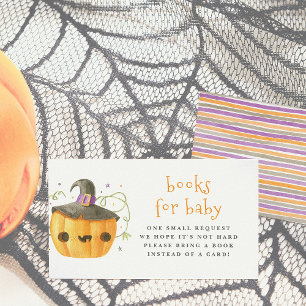 Tarjeta De Recepción Un Pequeño Bote Cuidó Los Libros De Halloween Para