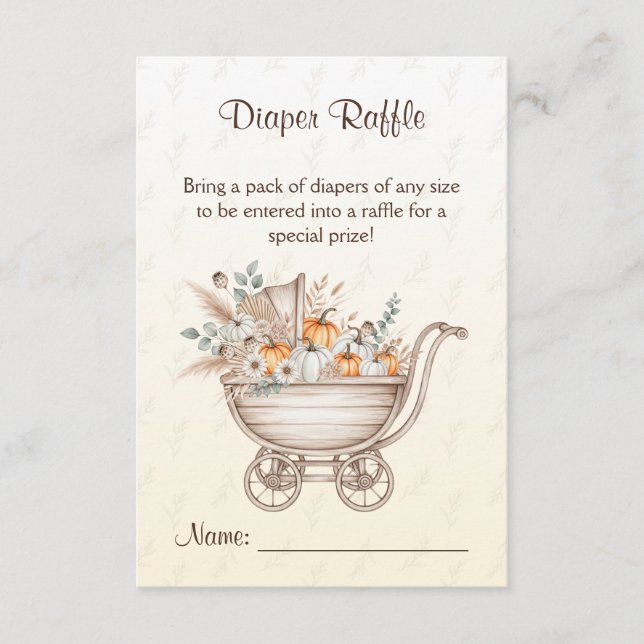 Tarjeta De Recepción Un pequeño calabaza Boho Baby Shower Diaper Raffle (Anverso)
