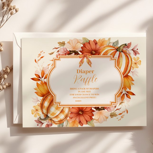 Tarjeta De Recepción Un pequeño calabaza Cae Floral Baby Diaper Raffle (Subido por el creador)