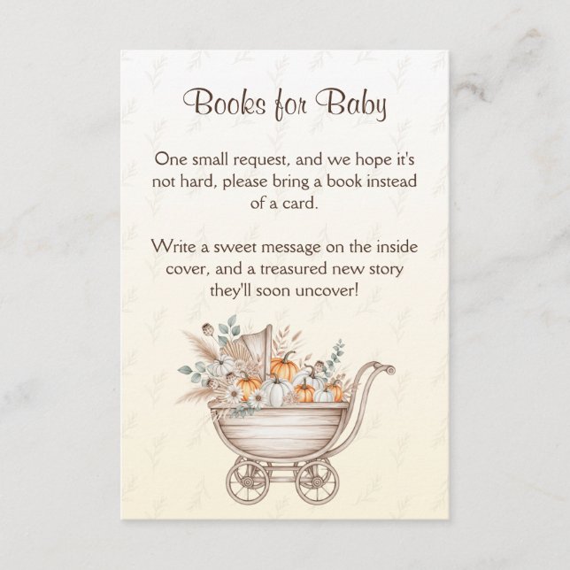 Tarjeta De Recepción Un pequeño libro de calabaza en Baby Shower para b (Anverso)