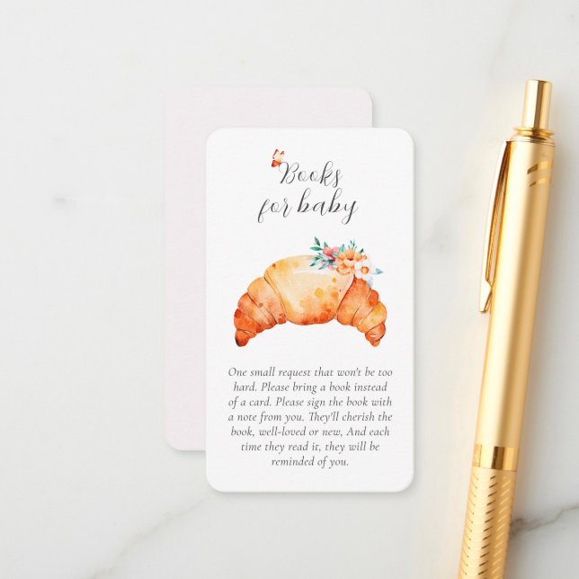 Tarjeta De Recepción Un Pequeño Libro De Croissant Para El Bebé (Anverso/Reverso In Situ)