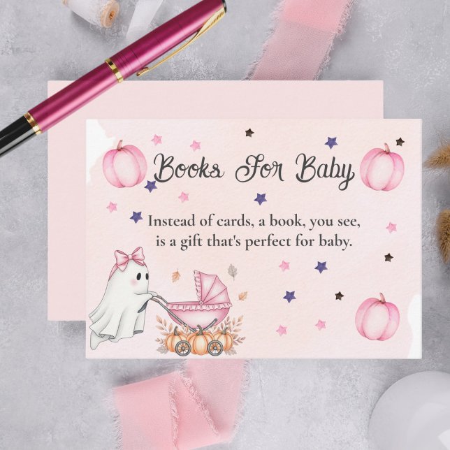 Tarjeta De Recepción Un pequeño libro está casi pendiente de libros par (A Little Boo is Almost Due Books for Baby Enclosure Card)