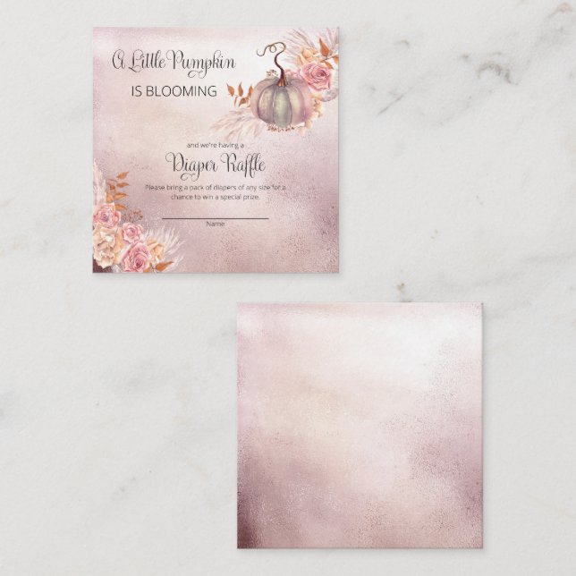 Tarjeta De Recepción Un pequeño pañuelo Baby Shower de calabaza Raffle  (Anverso / Reverso)