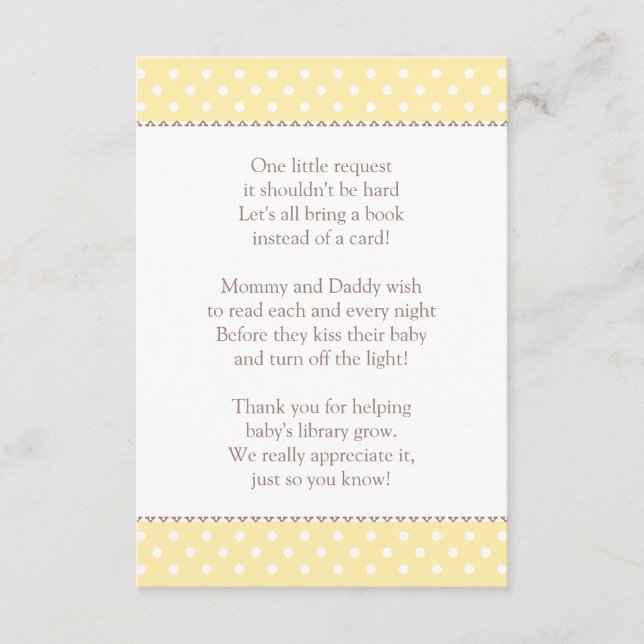 Tarjeta De Recepción Un pequeño pedido de Baby Shower amarillo (Anverso)