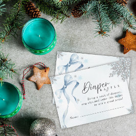 Tarjeta De Recepción Un pequeño Purpurina de Snowflake Blue Bow Baby Sh