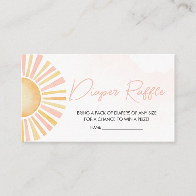 Tarjeta De Recepción Un pequeño rayo de sol Baby Shower Diaper Raffle (Anverso)