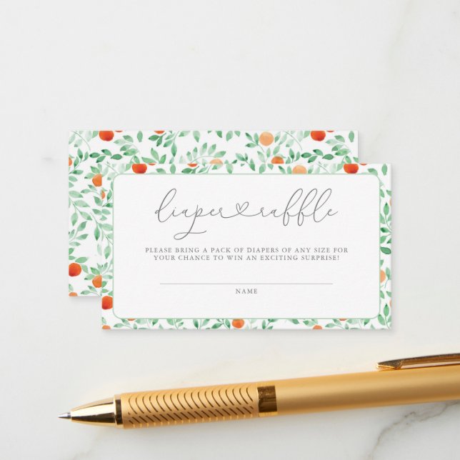 Tarjeta De Recepción Un pequeño y moderno pañal Baby Shower Raffle (Anverso/Reverso In Situ)