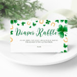 Tarjeta De Recepción Un poco afortunado de encanto Baby Shower Diaper R<br><div class="desc">Añada un toque divertido a su celebración con nuestra tarjeta de gabinete de pañales de Baby Shower a Little Lucky Charm. Con un encantador motivo de trébol verde, esta tarjeta invita a los huéspedes a traer un paquete de pañales para la oportunidad de ganar un premio. Perfecto para añadir un...</div>