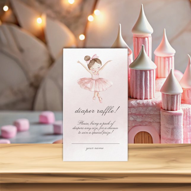 Tarjeta De Recepción Un poco de Ballerina acuarela Diaper Raffle (A Little Ballerina Watercolor Diaper Raffle Enclosure Card)