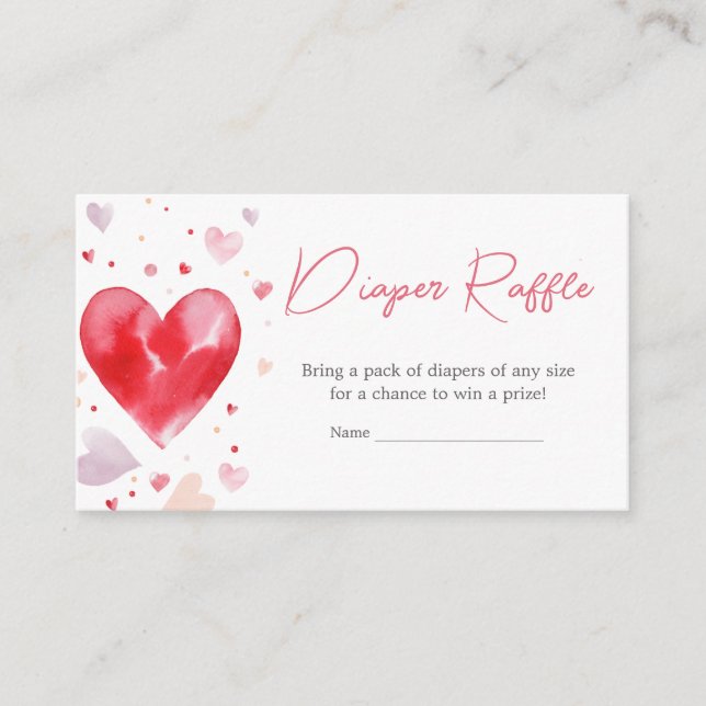 Tarjeta De Recepción Un poco querido Valentine Diaper Raffle (Anverso)