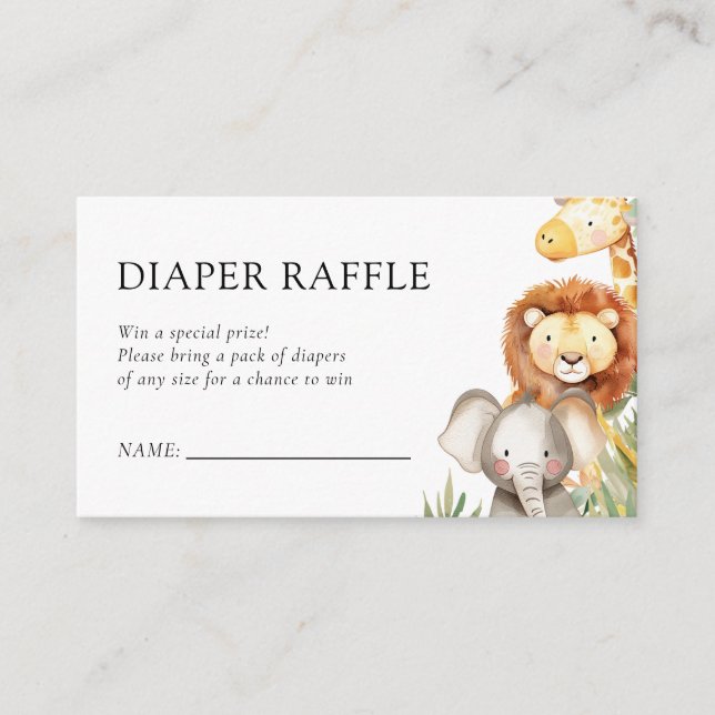 Tarjeta De Recepción Un poco salvaje, un Safari Baby Shower Diaper Raff (Anverso)