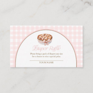 Tarjeta De Recepción Un Sorteo de Pañales con Vichy Rosa Un Pastelito A