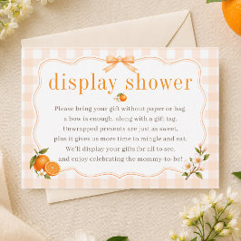 Tarjeta De Recepción Una exhibición de shower de gingham naranja de peq