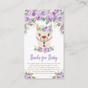 Tarjeta De Recepción Una llama morada floral en Baby Shower trae un lib
