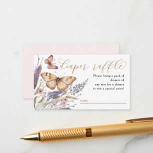 Tarjeta De Recepción Una mariposa pequeña Baby Shower Diaper Raffle