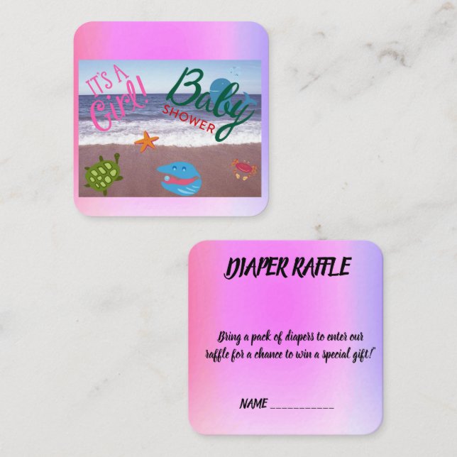 Tarjeta De Recepción Una niña bebé en camino: Aventura oceánica (Anverso / Reverso)