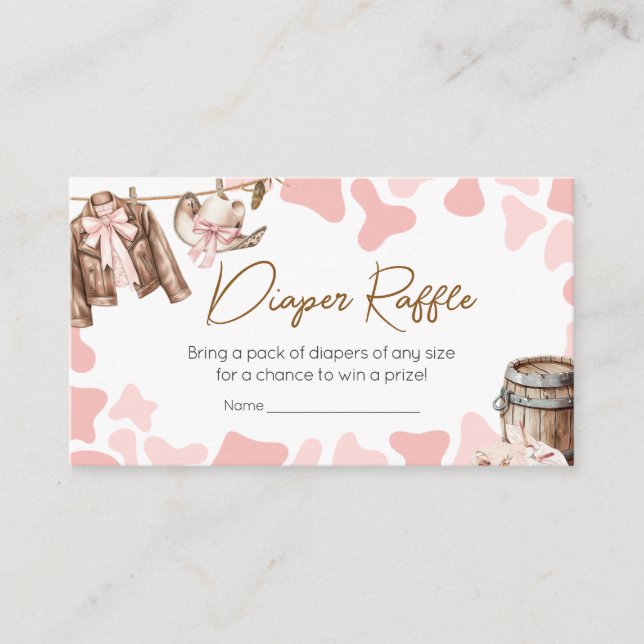 Tarjeta De Recepción Una niña pequeña Baby Shower Diaper Raffle (Anverso)