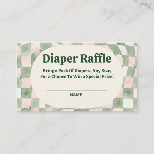 Tarjeta De Recepción Una Pequeña Bebe Matcha Rifa de Pañales de Matcha  (Anverso)