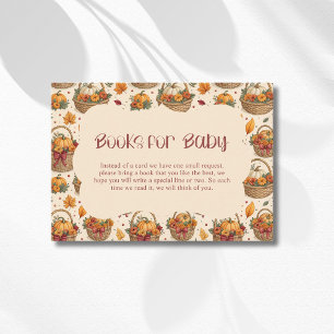 Tarjeta De Recepción Una pequeña cesta de calabaza borgoña libros para