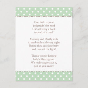 Tarjeta De Recepción Una pequeña petición   Mint Green Baby Shower Book