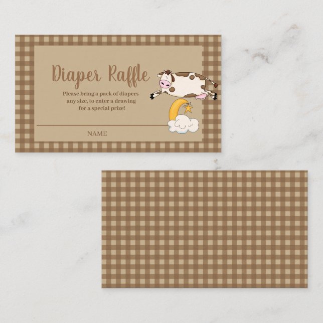 Tarjeta De Recepción Una vaca linda sobre el pañal de la luna (Anverso / Reverso)