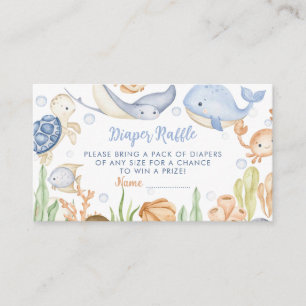 Tarjeta De Recepción Under the Sea Animals Baby Shower Diaper Raffle
