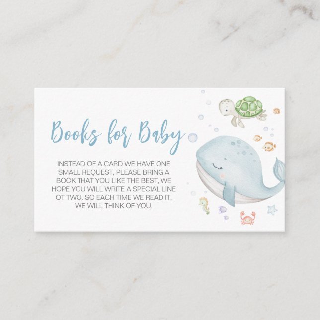 Tarjeta De Recepción Under the Sea Baby Shower Books for Baby (Anverso)