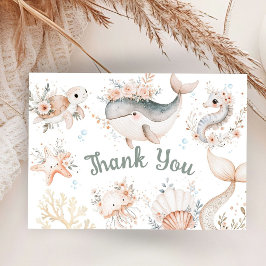 Tarjeta De Recepción Under the Sea Baby Shower Chica Flat Gracias