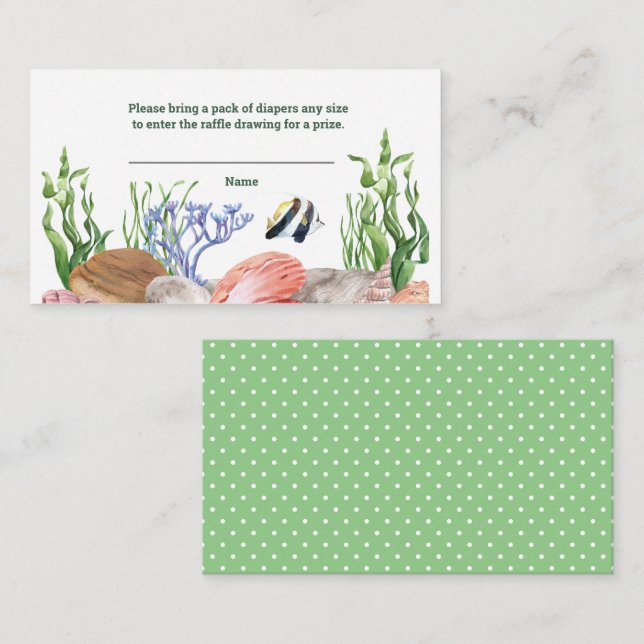 Tarjeta De Recepción Under the Sea Baby Shower Diaper Raffle (Anverso / Reverso)