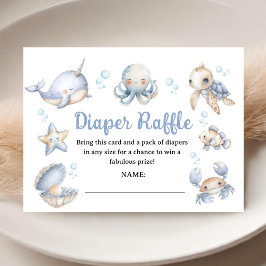 Tarjeta De Recepción Under The Sea Ocean Baby Shower Blue Diaper Raffle