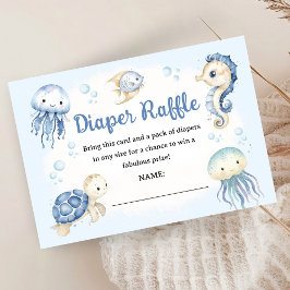 Tarjeta De Recepción Under The Sea Ocean Baby Shower Boy Diaper Raffle