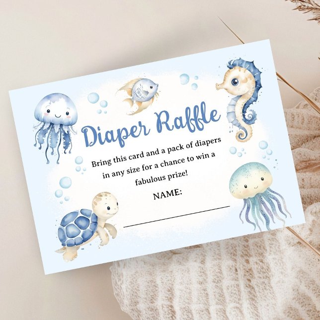 Tarjeta De Recepción Under The Sea Ocean Baby Shower Boy Diaper Raffle (Subido por el creador)