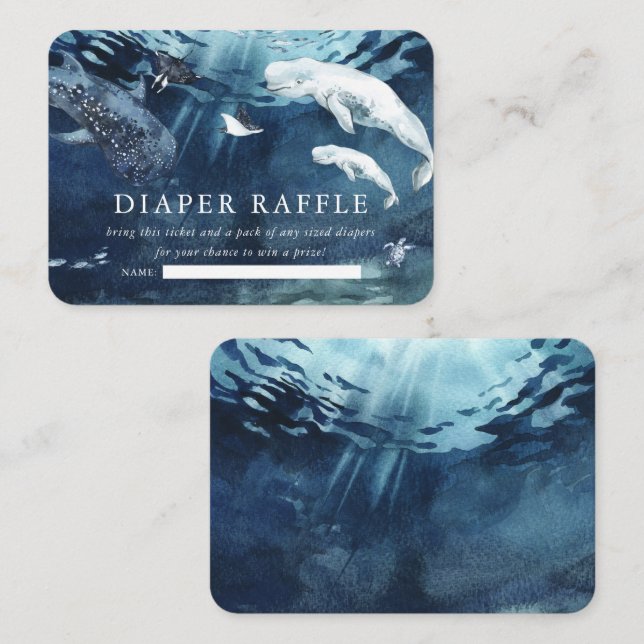 Tarjeta De Recepción Under the Sea Ocean Baby Shower | Diaper Raffle (Anverso / Reverso)