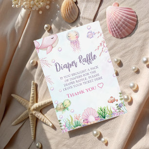 Tarjeta De Recepción Under the Sea Pearl Baby Shower - Diaper Raffle