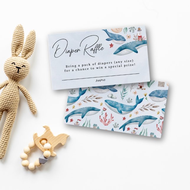 Tarjeta De Recepción Under the Sea Whale Diaper Raffle Boy Baby Shower (Subido por el creador)