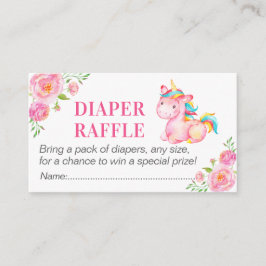 Tarjeta De Recepción Unicorn Diaper Raffle Ticket Bebé Ducha Rosa