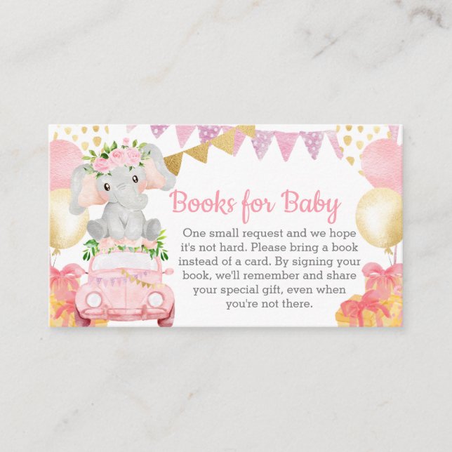 Tarjeta De Recepción Unidad De Elephant Baby Shower Books Para El Bebé (Anverso)