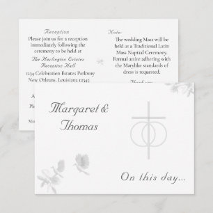 Tarjeta De Recepción Unidad Nupcial Boda Católico Tradicional