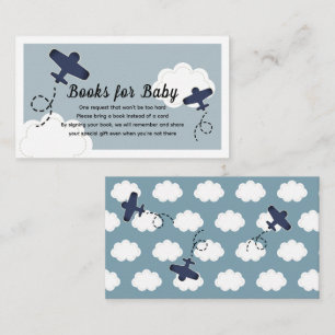 Tarjeta De Recepción Up Up & Away Airplane Blue Boy Book Request