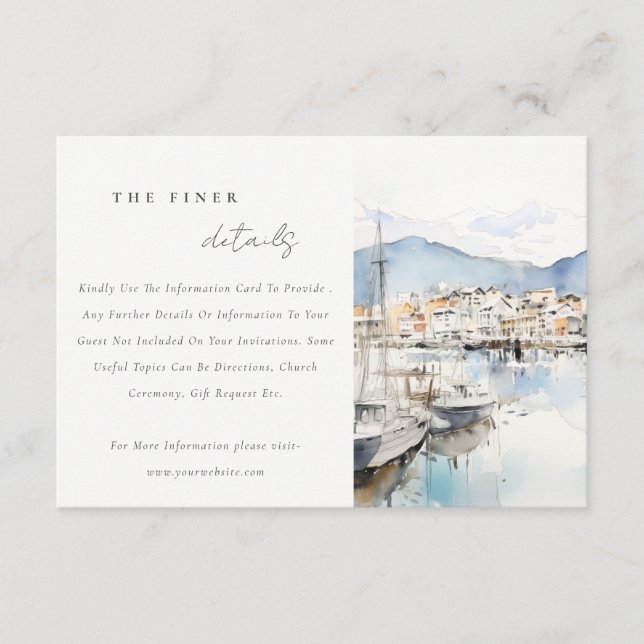 Tarjeta De Recepción Ushuaia, Argentina Landscape Wedding Detail (Anverso)