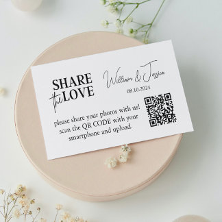 Tarjeta De Recepción Uso Compartido De Foto boda Con Código QR