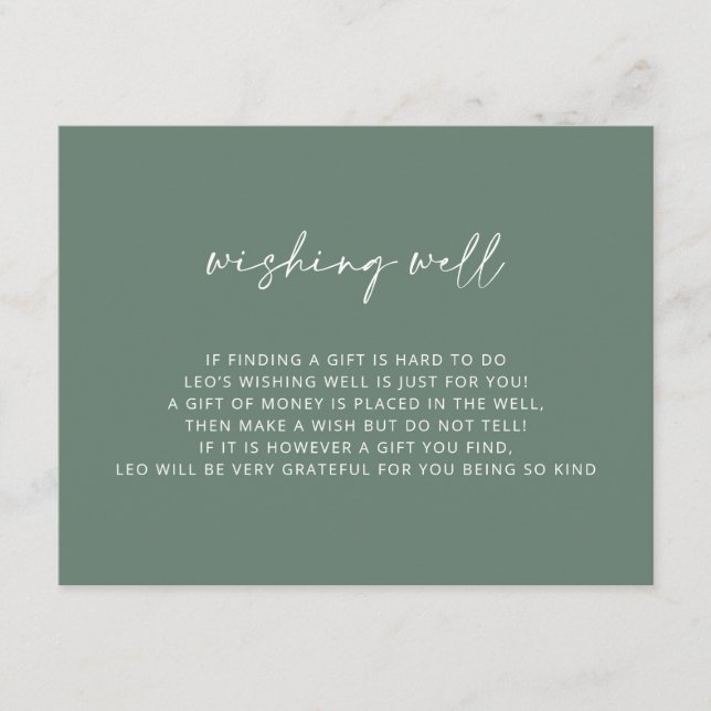 Tarjeta De Recepción V2 El Bautismo Verde Sencillo Deseando Bien (Anverso)