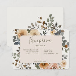 Tarjeta De Recepción Vainilla Rosas del Boho Blanco Crema Boda de recep