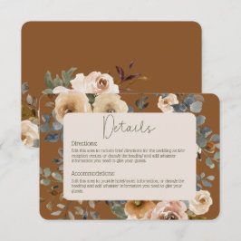 Tarjeta De Recepción Vainilla Rosas del Boho Blanco  Rust Details Boda