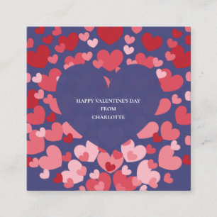 Tarjeta De Recepción Valentín personalizado para el aula con corazones